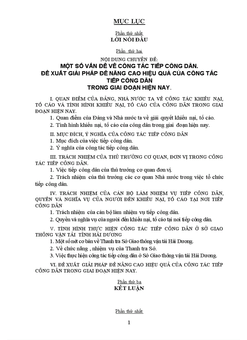 Một số vấn đề về công tác tiếp công dân Đề xuất giải pháp để nâng cao hiệu quả của công tác tiếp công dân trong giai đoạn hiện nay