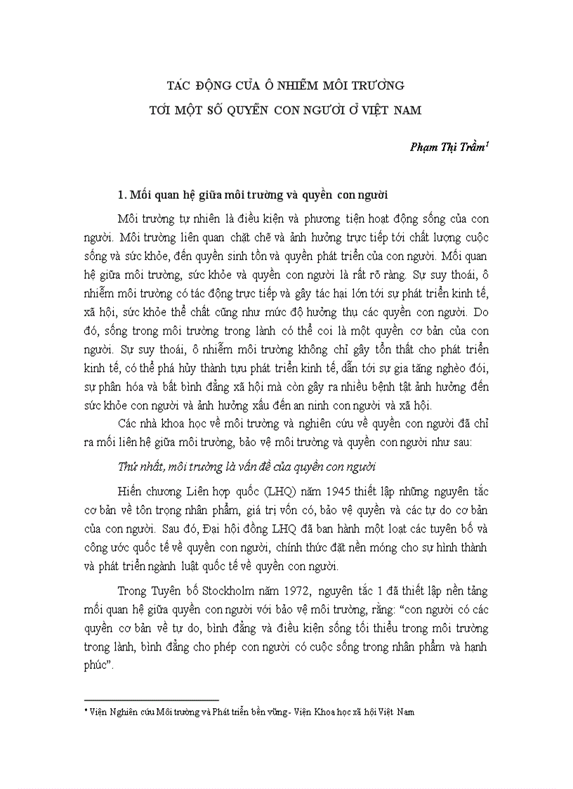 Ta c đô ng cu a ô nhiê m môi trươ ng tơ i mô t sô quyê n con ngươ i ơ viê t nam