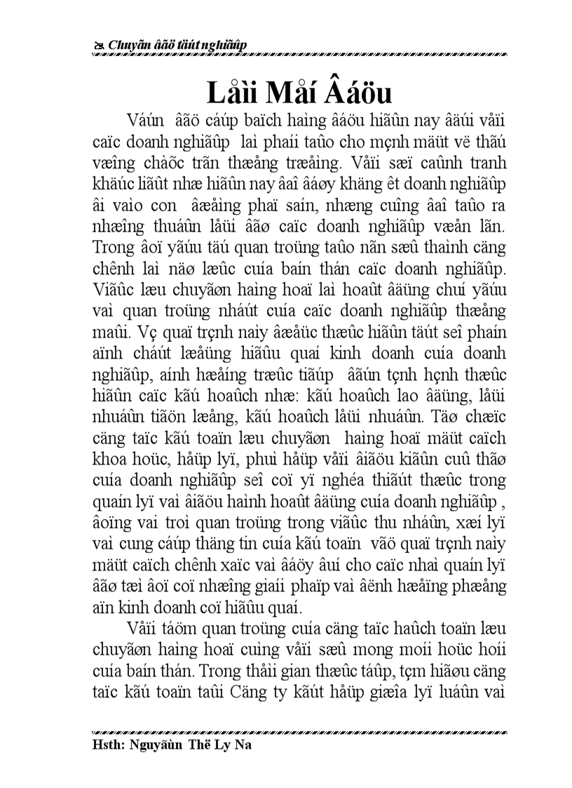 Hạch Toán Lưu Chuyển Hàng Hoá Tại Công Ty Cổ Phần Cung Ưïng Tàu Biển Thương mại và du lịch Đà Nẵng
