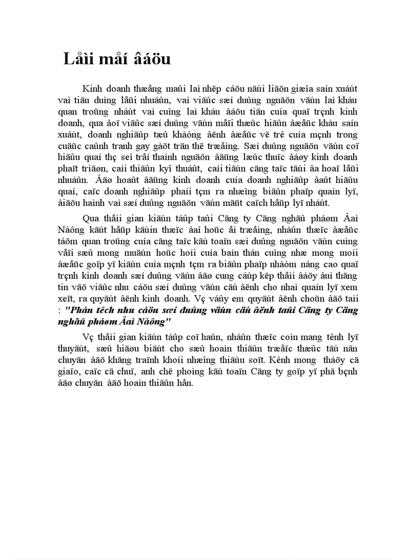 Phân tích nhu cầu sử dụng vốn cố định tại công ty công nghệ phẩm đà nẵng