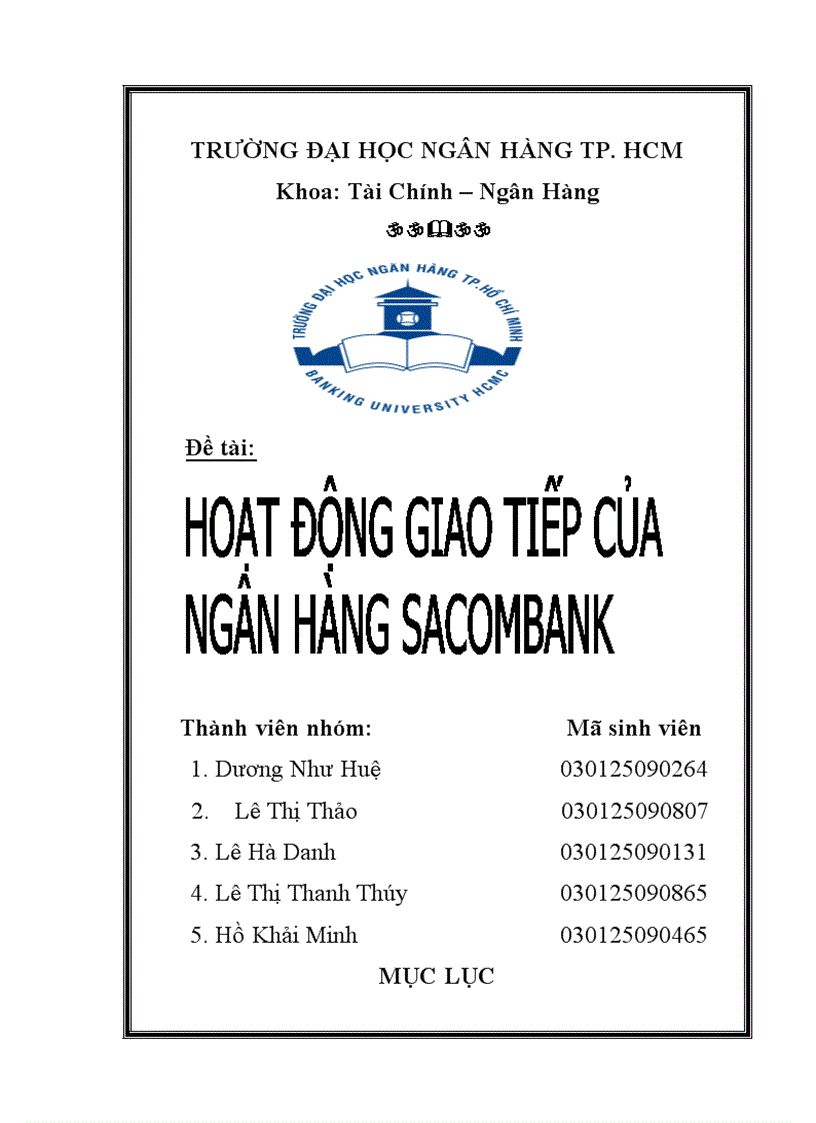 Hoạt động giao tiếp của ngân hàng sacombank
