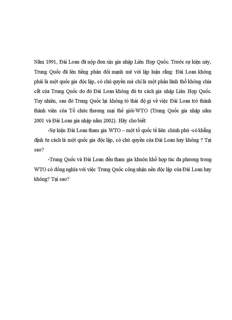 Sự kiện Đài Loan tham gia WTO một tổ quốc tế liên chính phủ