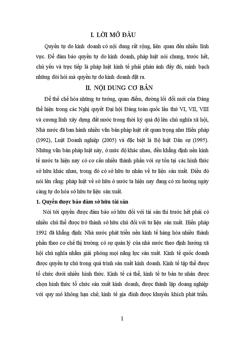 Đề tài quyền tự do kinh doanh