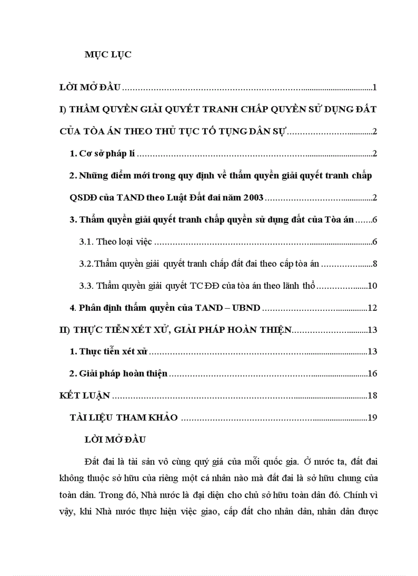 Thẩm quyền giải quyết tranh chấp quyền sử dụng đât của Tòa án theo thủ tục tố tụng dân sự