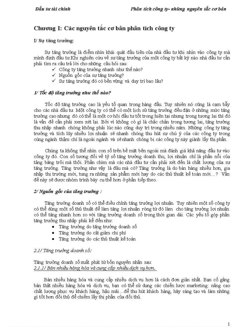 Những nguyên tắc cơ bản trong phân tích công ty