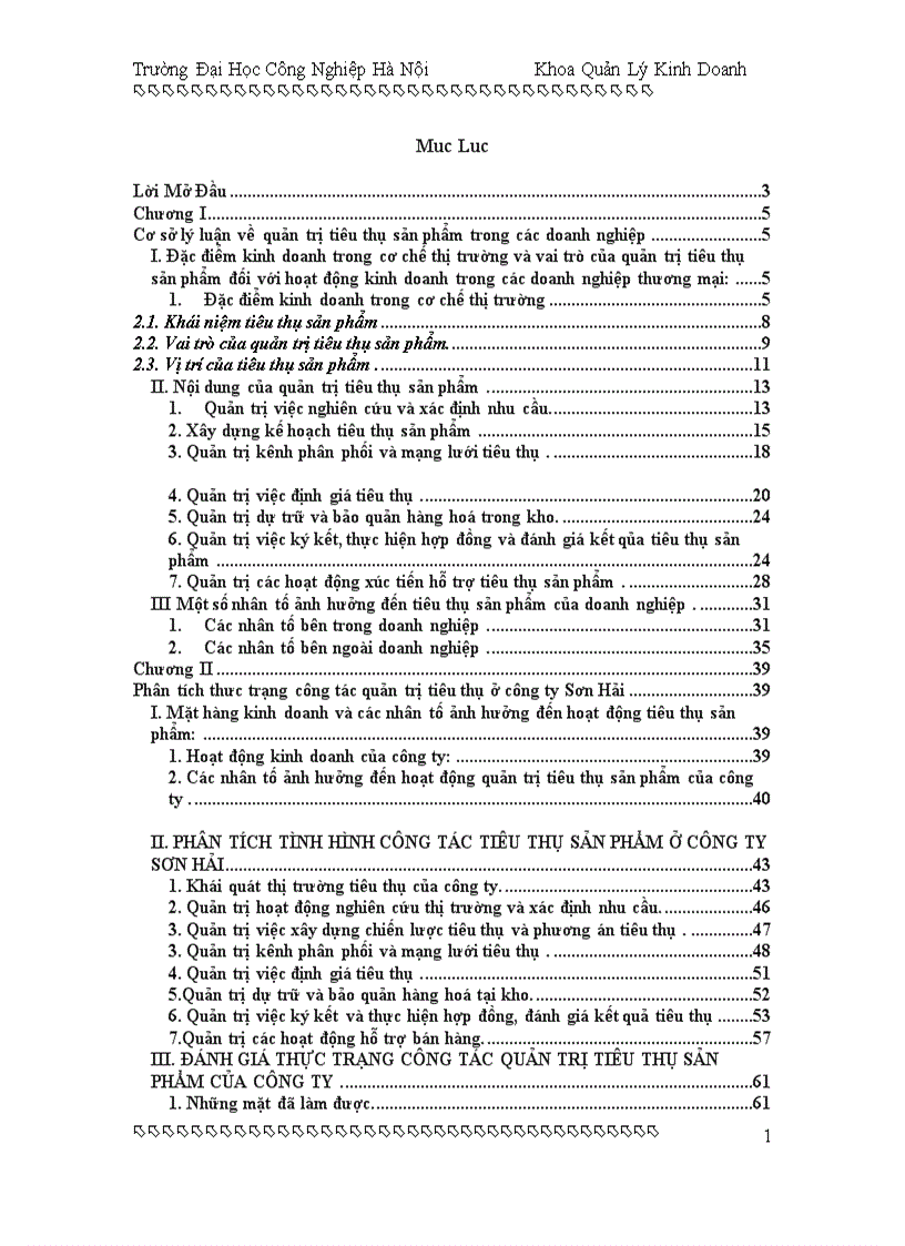 Một số biện pháp đẩy mạnh công tác quản trị tiêu thụ sản phẩm tại Công ty Sơn Hải