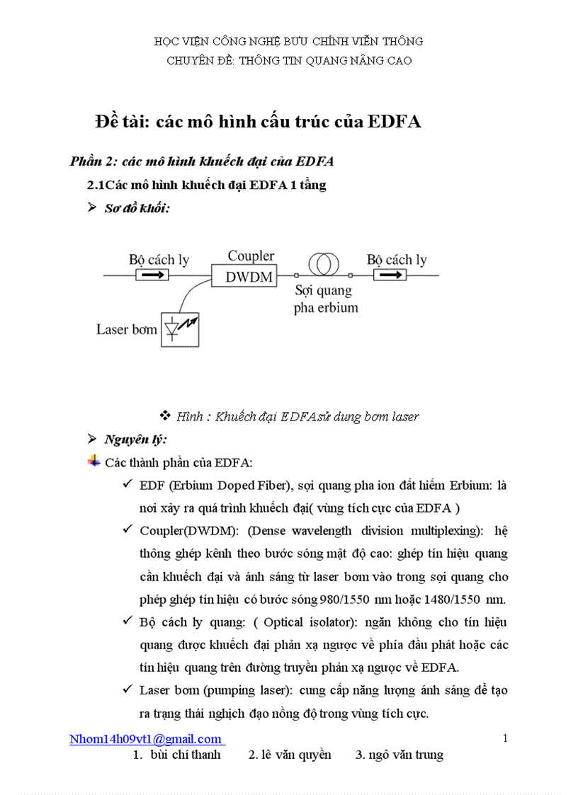 Các mô hình cấu trúc của EDFA