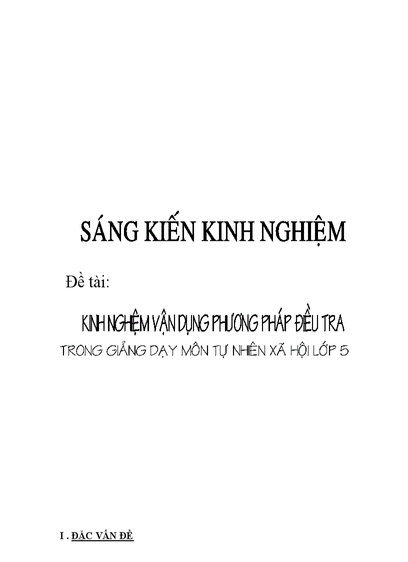 Kinh nghiệm vận dụng phương pháp điều tra trong bộ môn tự nhiên xã hội lớp 5