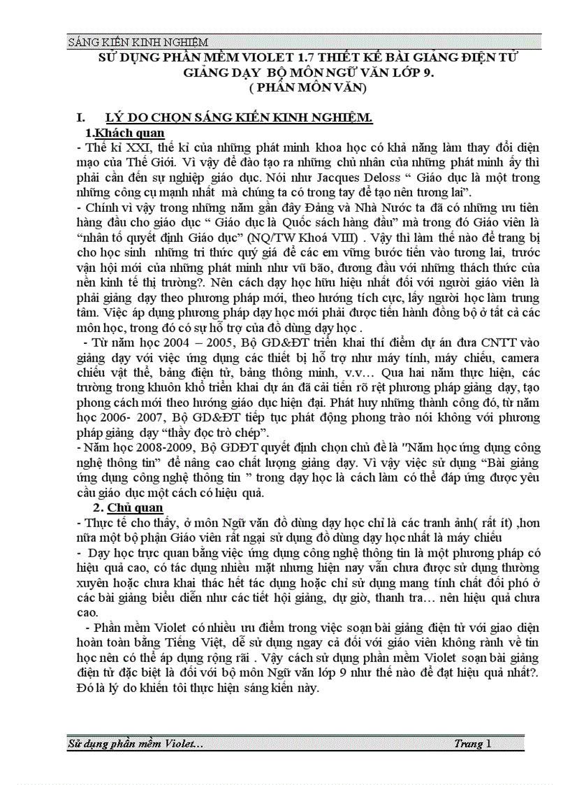 Sử dụng phần mềm violet 1 7 thiết kế bài giảng điện tử giảng dạy bộ môn ngữ văn lớp 9 phân môn văn