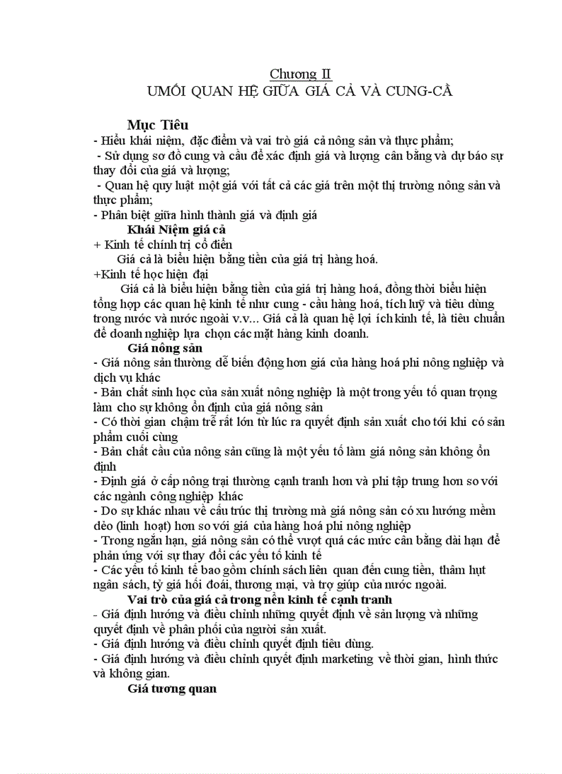 Umối quan hệ giữa giá cả và cung cầ