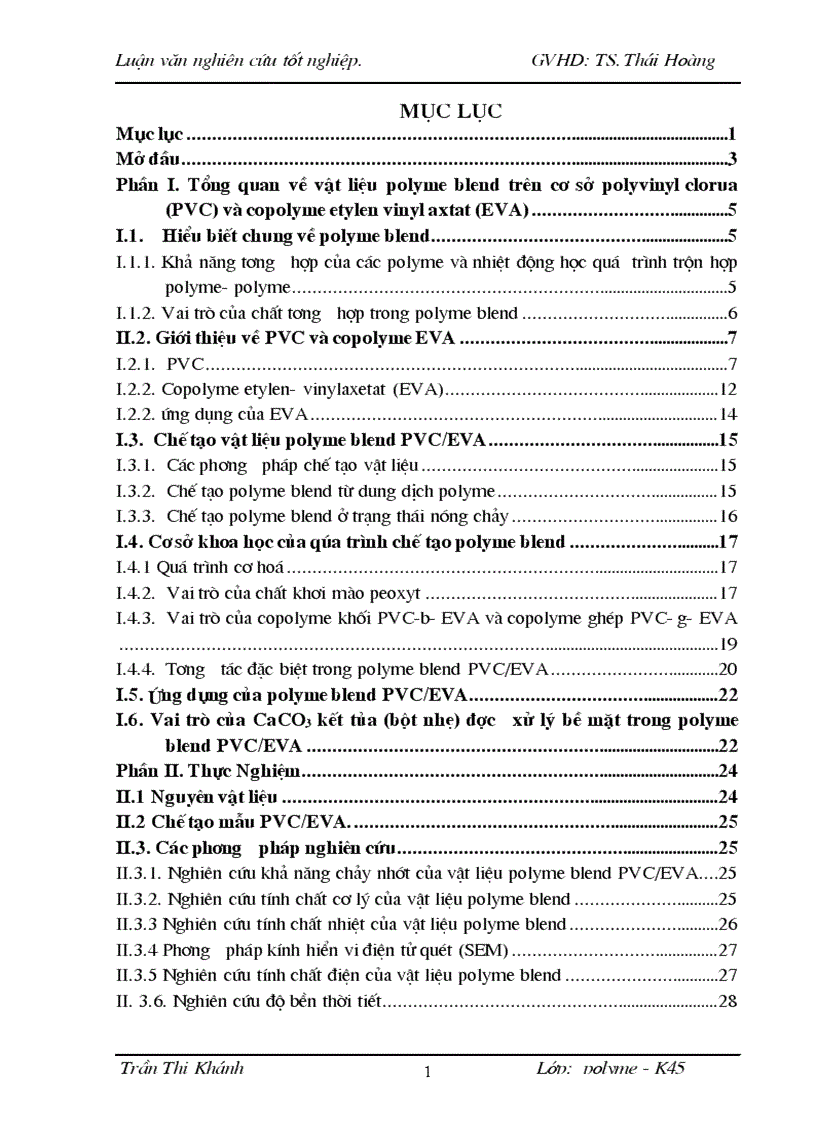 Nghiên cứu chế tạo vật liệu polyme blend trên cơ sở PVC và copolyme EVA