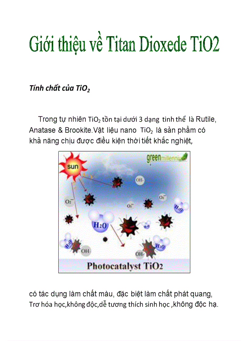 Công nghệ NANO vaf tổng hợp vật liệu NANO TiO2 Sơ đồ tổng hợp và tính chất ứng dụng của titandioxit