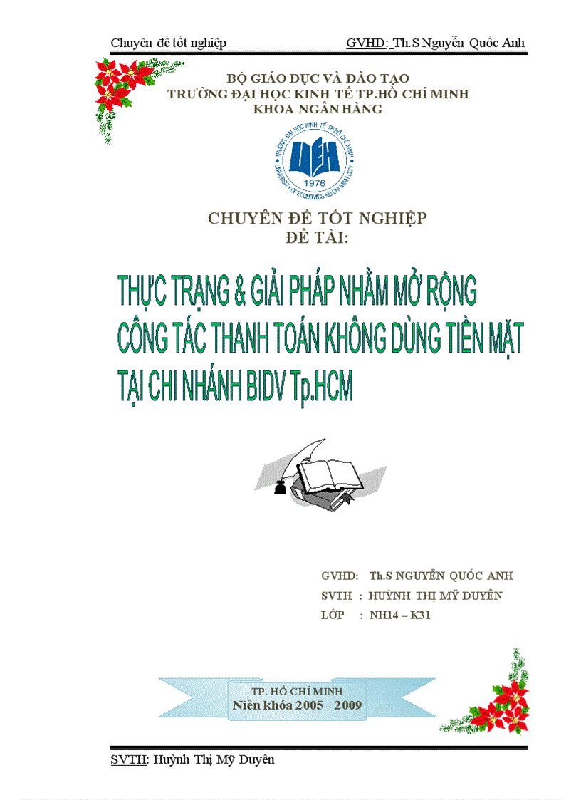 Thực trạng và giải pháp nhằm mở rộng công tác Thanh toán không dùng tiền mặt tại Chi nhánh BIDV Tp Hồ Chí Minh