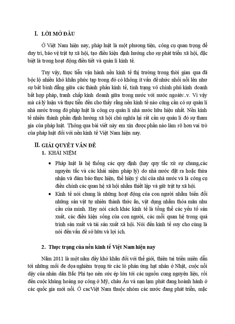 Bài tập học kỳ lý luận NN PL Phân tích vai trò của pháp luật với nền kinh tế Việt Nam hiện nay bài mới 4