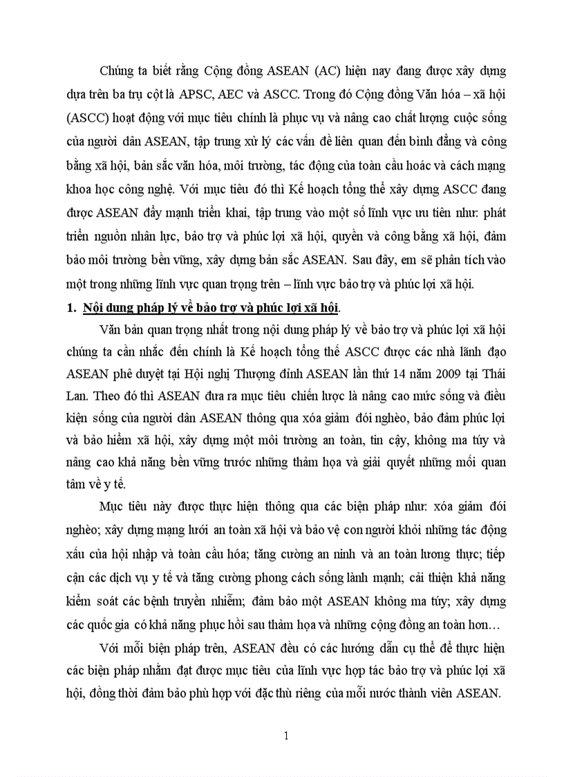 Bài tập học kì môn Pháp luật cộng đồng ASEAN