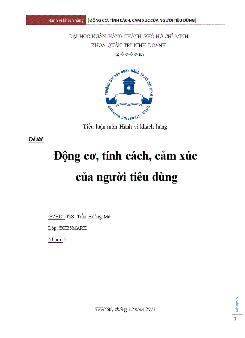 Động cơ tính cách cảm xúc của người tiêu dùng