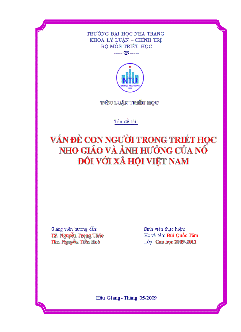 Vấn đề con người trong triết học Nho giáo và ảnh hưởng của nó với xã hội Việt Nam