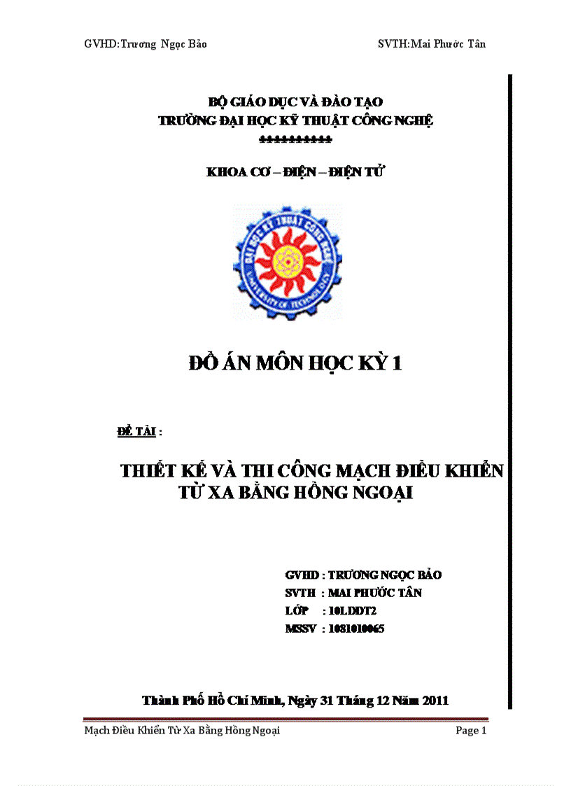 Mạch Điều Khiển Thiết Bị Từ Xa Bằng Hồng Ngoại