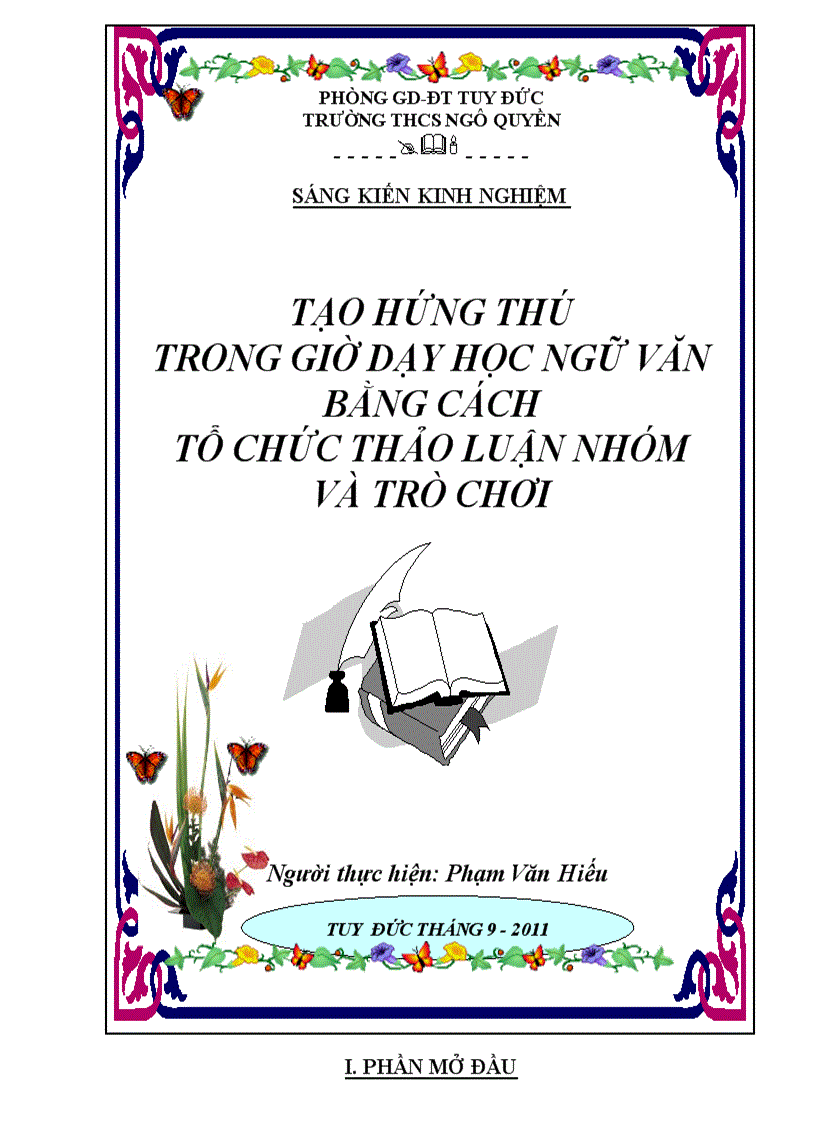 Tạo hứng thú trong giờ dạy học ngữ văn bằng cách tổ chức thảo luận nhóm và trò chơi