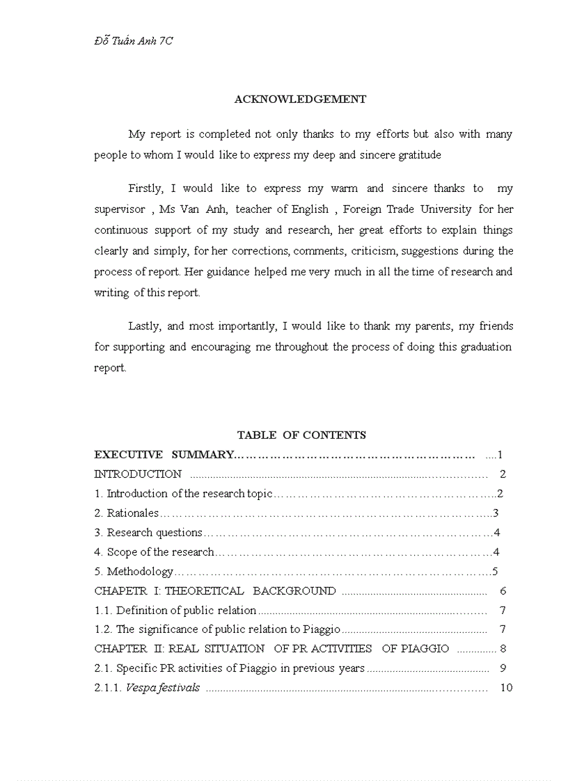 Báo cáo tiếng Anh FTU Some methods PR Piaggio in Vietnam for several years