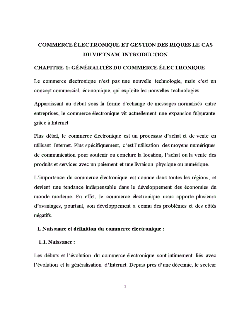 Luận văn tiếng pháp Commerce électronique et gestion des riques le cas du vietnam introduction