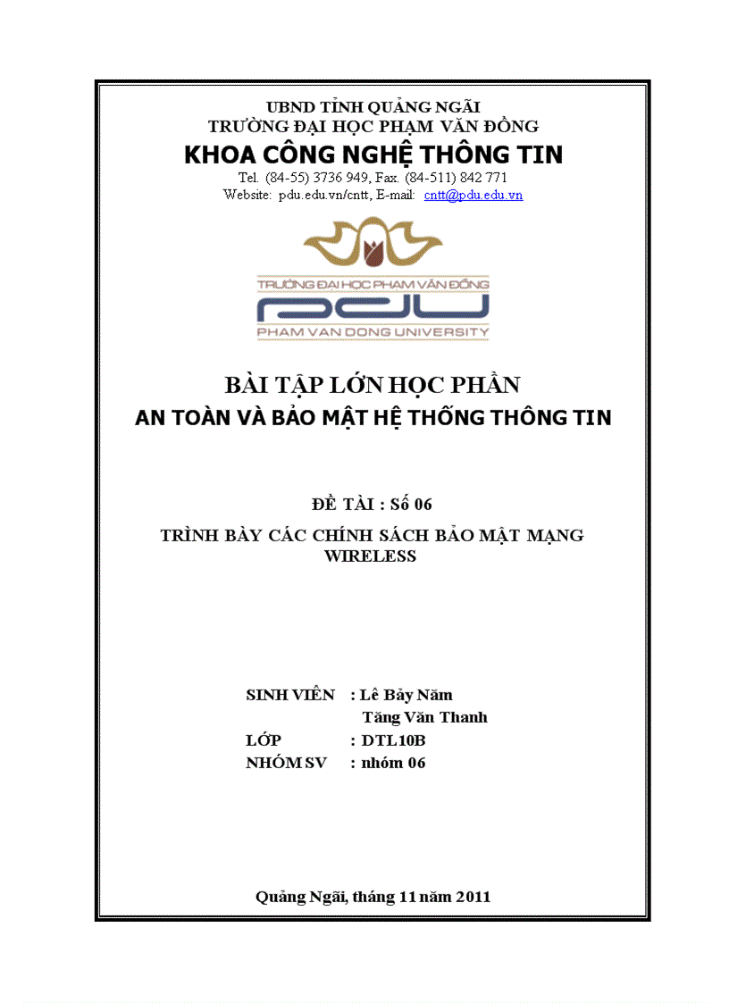 Trình bày các chính sách bảo mật mạng wireless