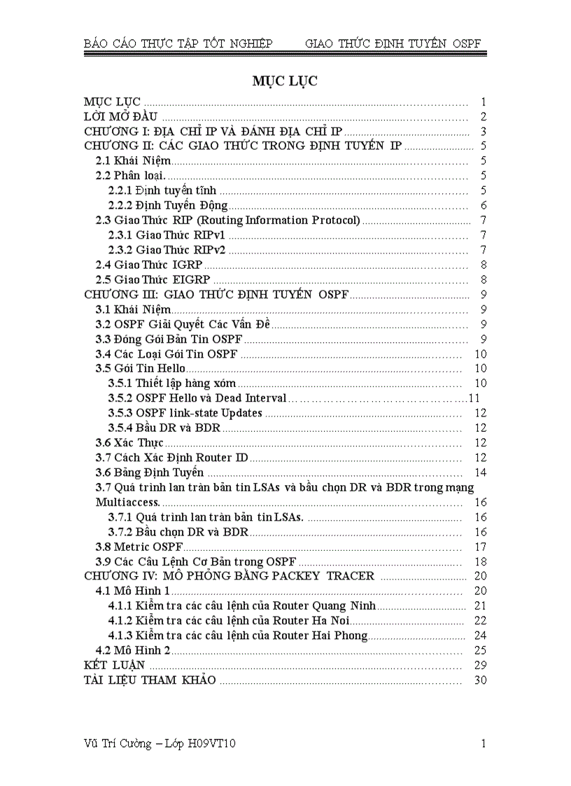 Giao thức định tuyến OSPF và mô phỏng bằng phần mềm mô phỏng Packet tracer của CISCO