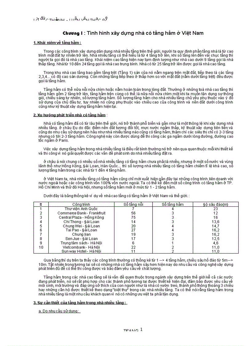 Thi công tầng hầm nhà cao tầng