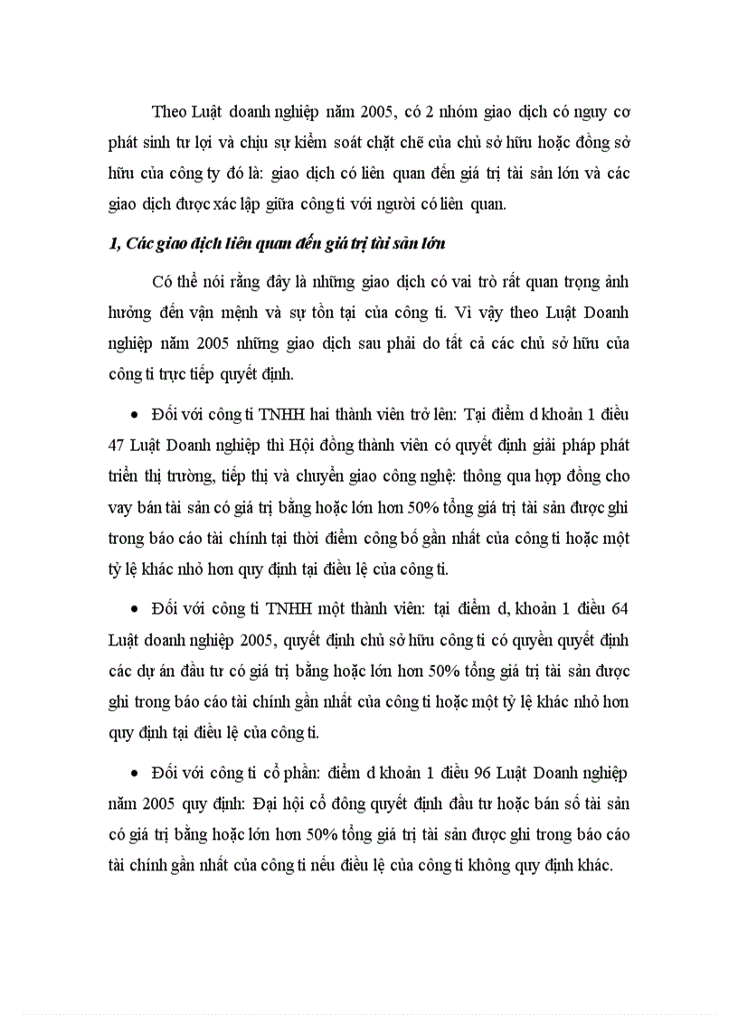 Tìm hiểu về giao dịch có nguy cơ phát sinh tư lợi