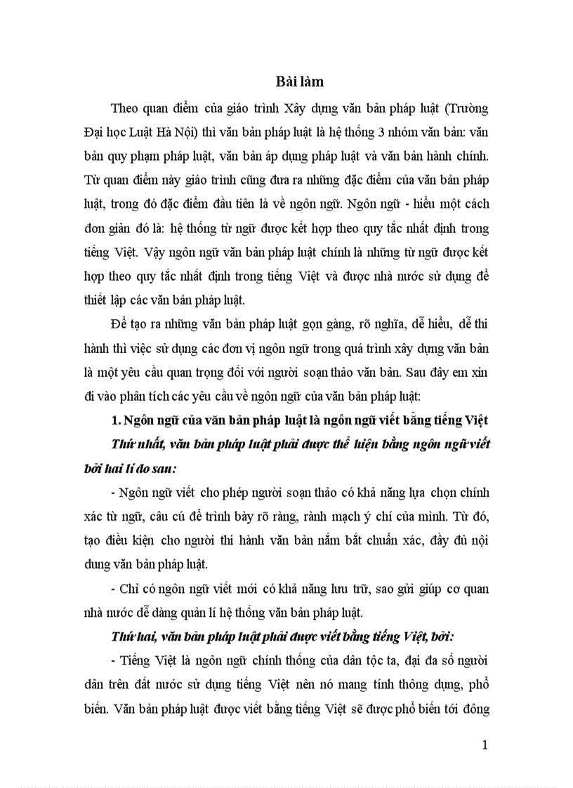 Bái cá nhân tuần Phân tích các yêu cầu về ngôn ngữ của văn bản pháp luật