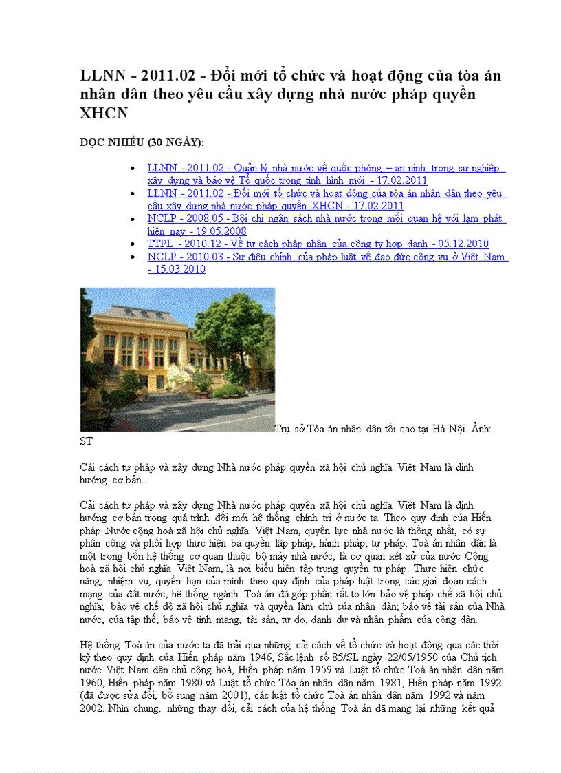 Đề tài Một số biện pháp nhằm hoàn thiện cơ cấu tổ chức và hoạt động của TAND huyện Thủy Nguyên Tỉnh Hải Phòng