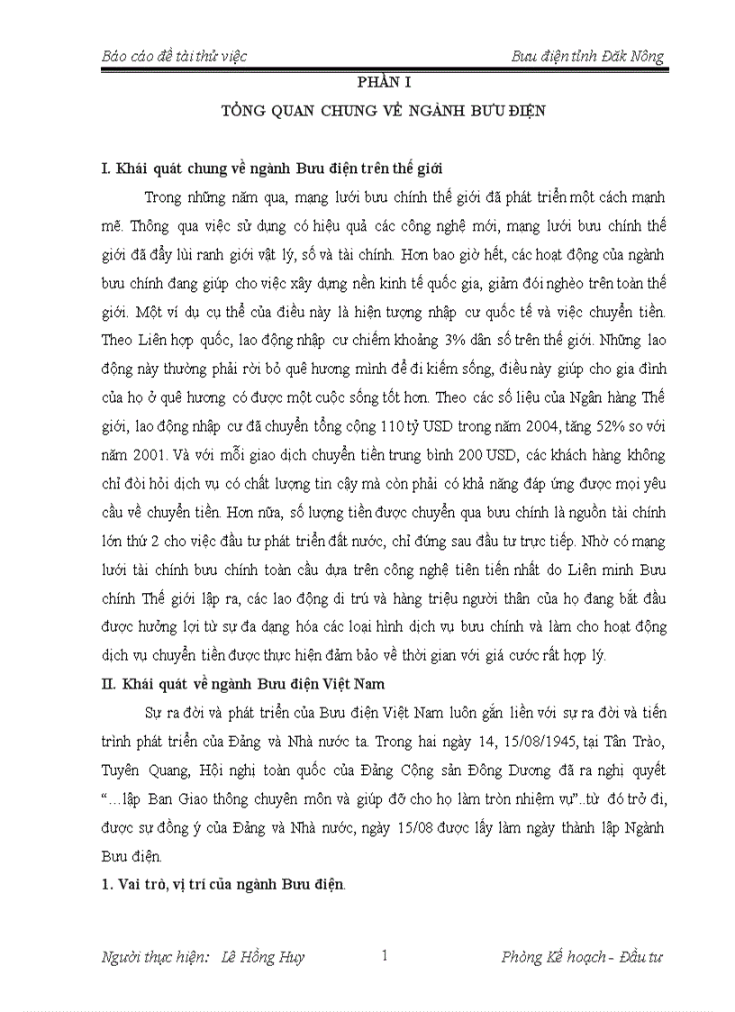 Thực trạng công tác kế hoạch tại bưu điện tỉnh đăk nông