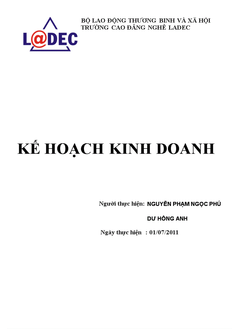 Kế hoạch kinh doanh Kế hoạch quán ăn