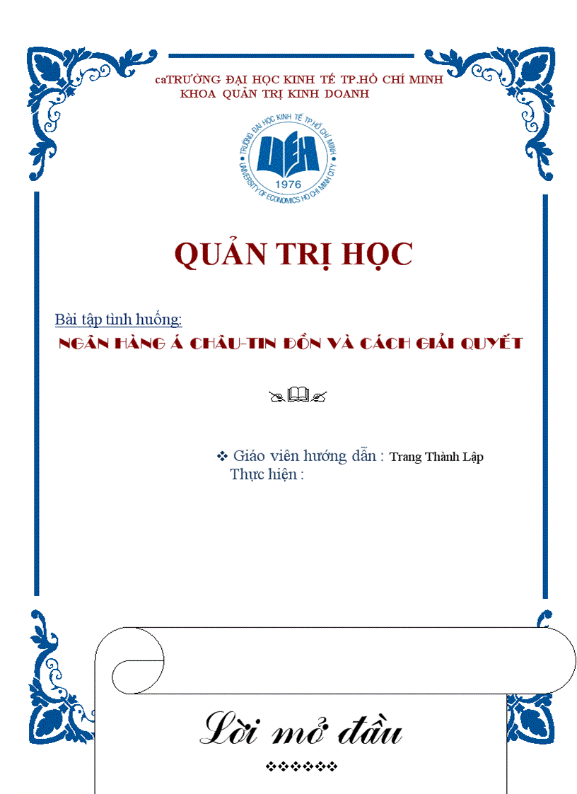 Quản trị khủng hoảng Ngân hàng á châu tin đồn và cách giải quyết