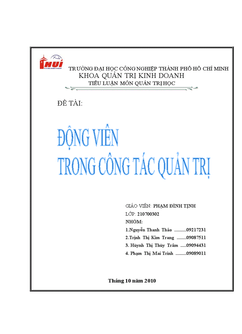 Động viên trong công tác quản trị học