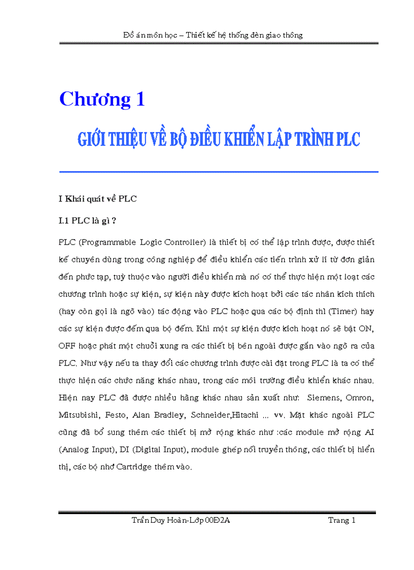 Đồ án logic đèn giao thông dùng plc