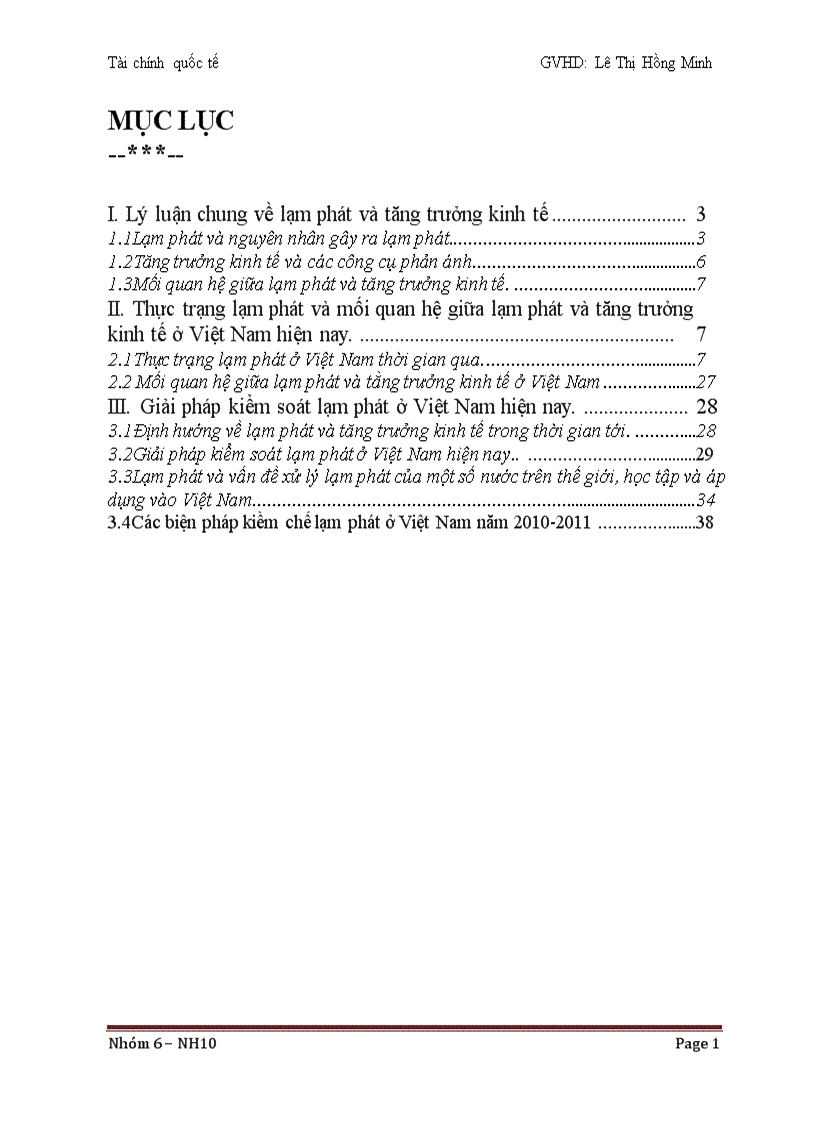 Lạm phát và tăng trưởng kinh tế và biện pháp kiềm chế lạm phát ở Việt Nam năm 2010 201