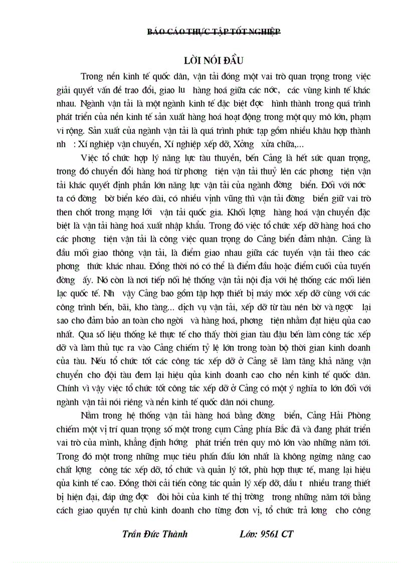 Báo cáo thực tập tốt nghiệp công ty cổ phần đoạn xá Hải Phòng