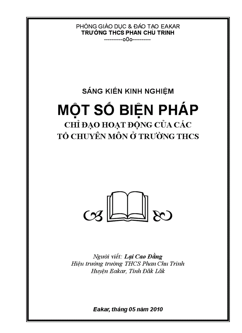 Một số biện pháp chỉ đạo hoạt động các tổ chuyên môn để nâng cao chất lượng day học Sáng kiến kinh nghiệm dạy học