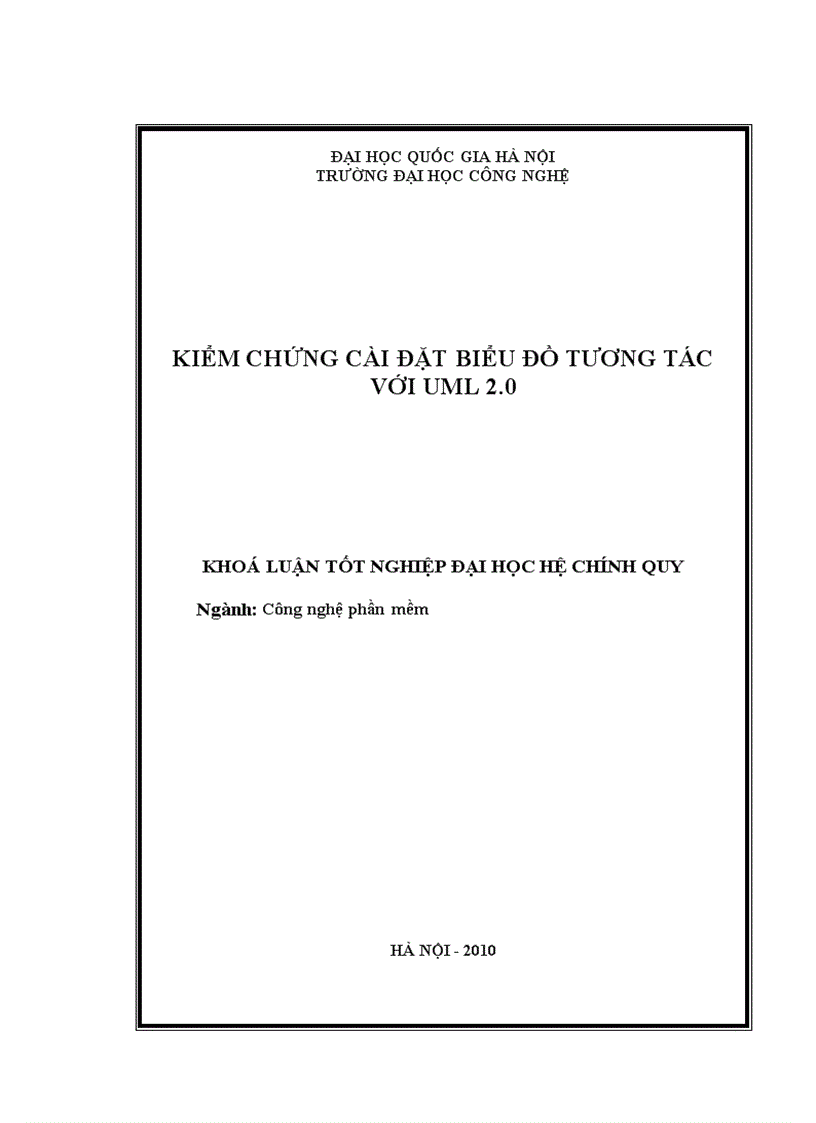 Kiểm chứng cài đặt biểu đồ tương tác với uml 2 0