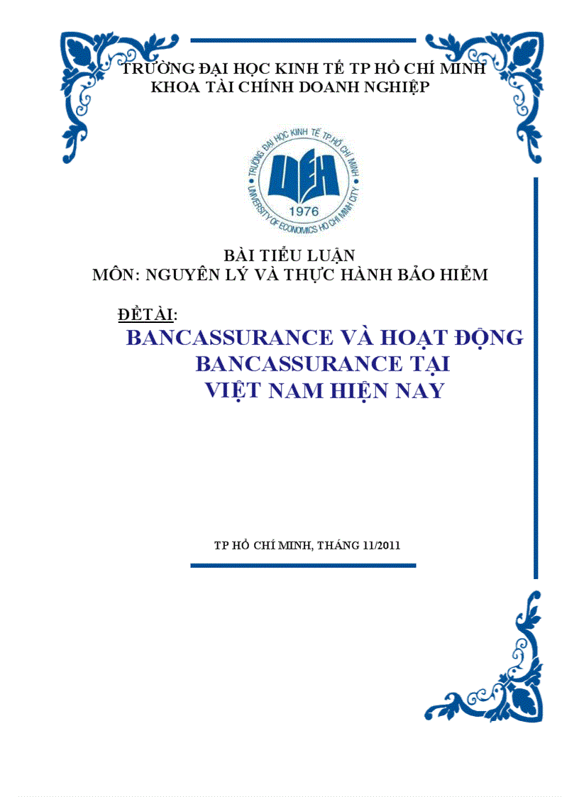 Bảo hiểm Bancassurance và hoạt động bancassurance tại việt nam hiện nay 2012