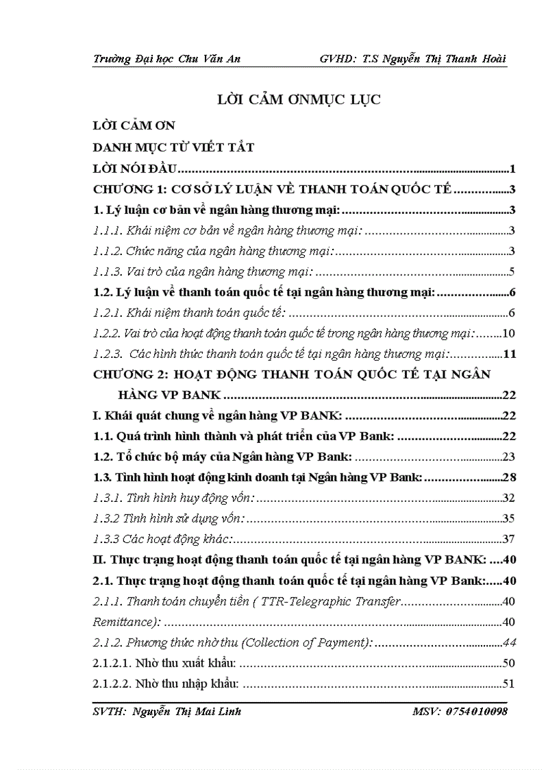 Giải pháp hoàn thiện hoạt động thanh toán quốc tế tại ngân hàng VP Bank