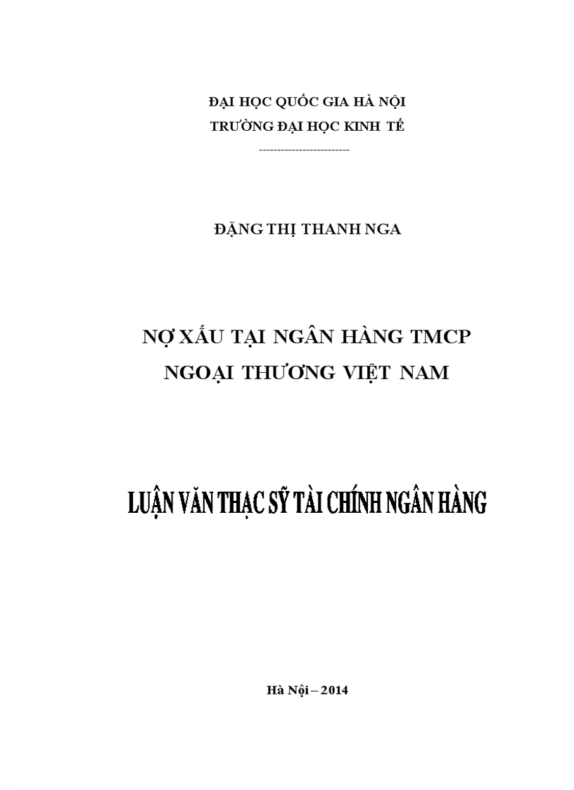 Nợ xấu tại Ngân hàng TMCP Ngoại thương Việt Nam