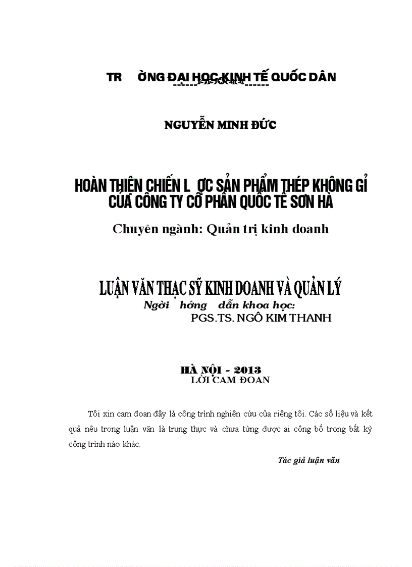 Hoàn thiện chiến lược sản phẩm thép không gỉ của Công ty cổ phần quốc tế Sơn Hà