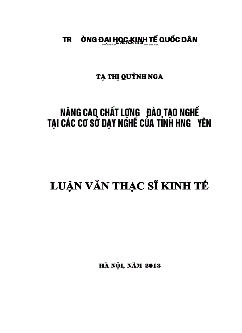 Nâng cao chất lượng đào tạo nghề tại các cơ sở dạy nghề của tỉnh Hưng Yên