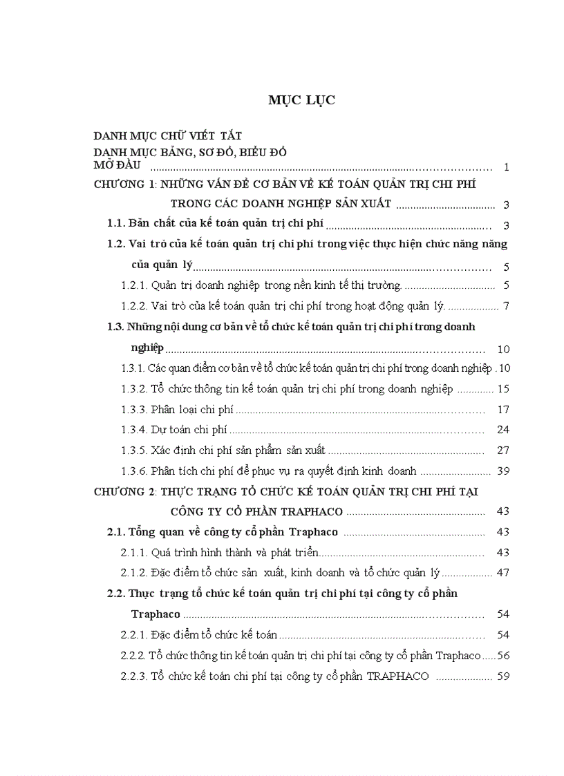 Tổ chức kế toán quản trị chi phí tại Công ty cổ phần Traphaco