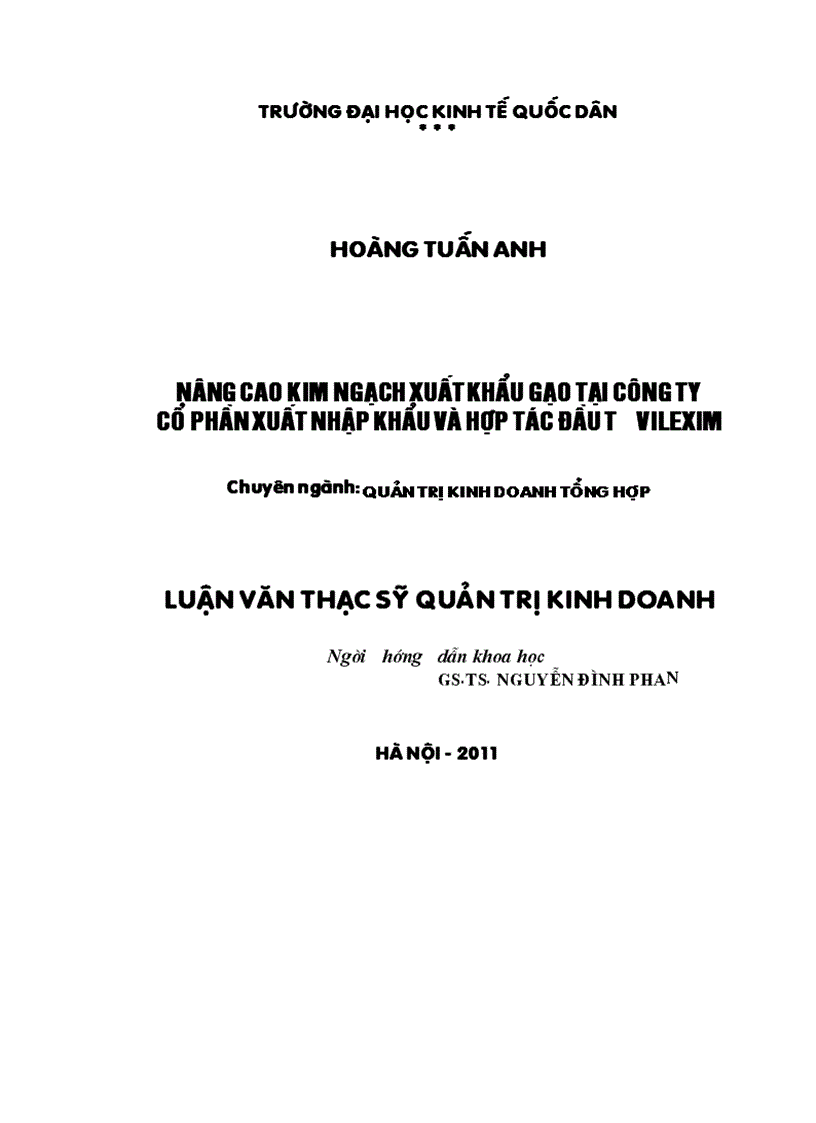 Nâng cao kim ngạch xuất khẩu gạo tại Công ty cổ phần xuất nhập khẩu và hợp tác đầu tư VILEXIM