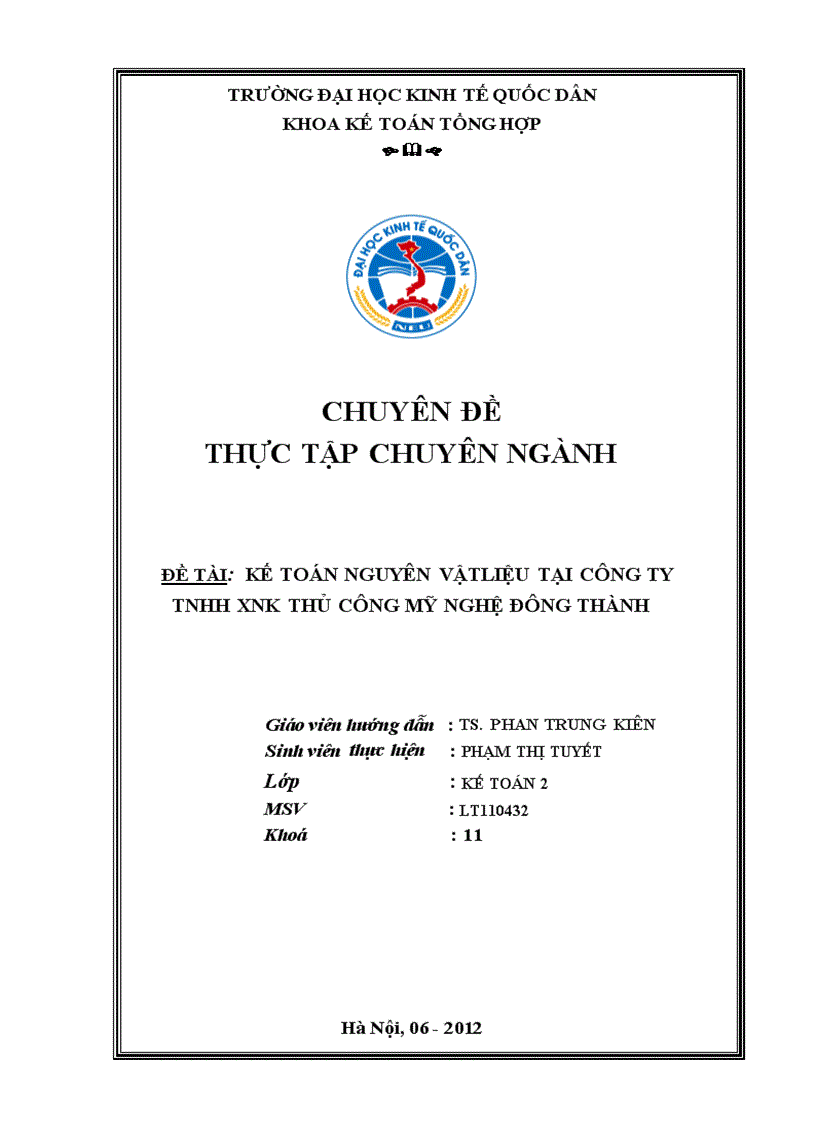 Kế toán nguyên vật liệu tại Công ty TNHH XNK thủ công mỹ nghệ Đông Thành