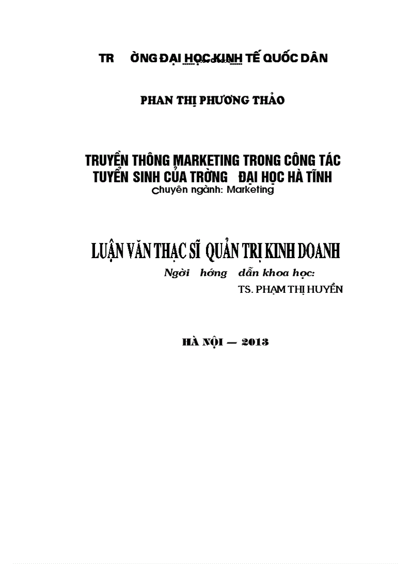 Truyền thông marketing trong công tác tuyển sinh của Trường Đại học Hà Tĩnh