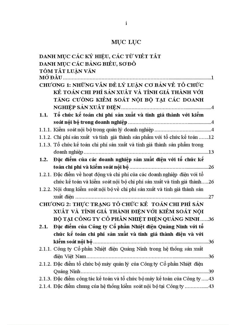 Tổ chức kế toán chi phí sản xuất và tính giá thành điện với tăng cường kiểm soát nội bộ tại Công ty Cổ phần Nhiệt điện Quảng Ninh